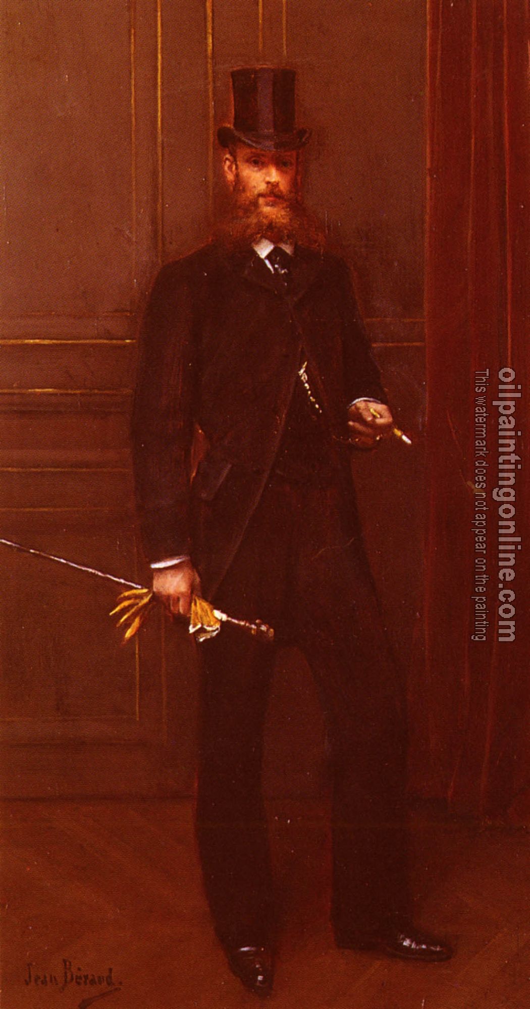 Jean Beraud - Portrait D-Un Homme Elegant